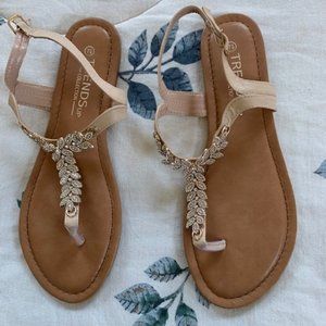 Sandals Nude Rhinestone